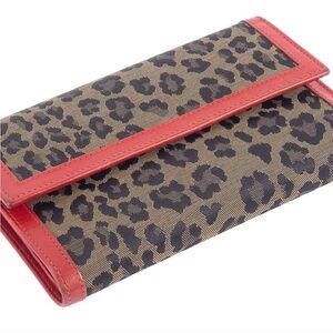 Fendi Red and Brown Leopard Print Wallet